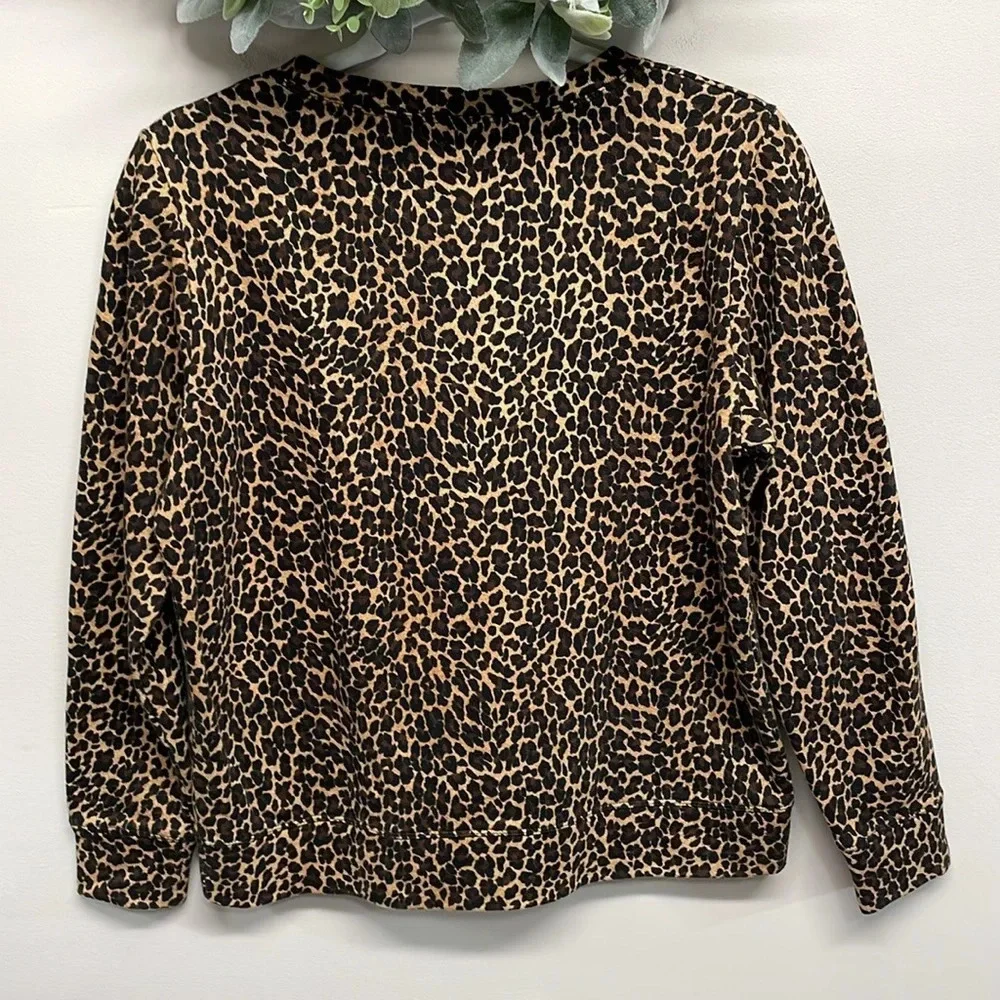 NWOT J. Crew Leopard Print Crewneck Raglan Sleeve Sweatshirt XS